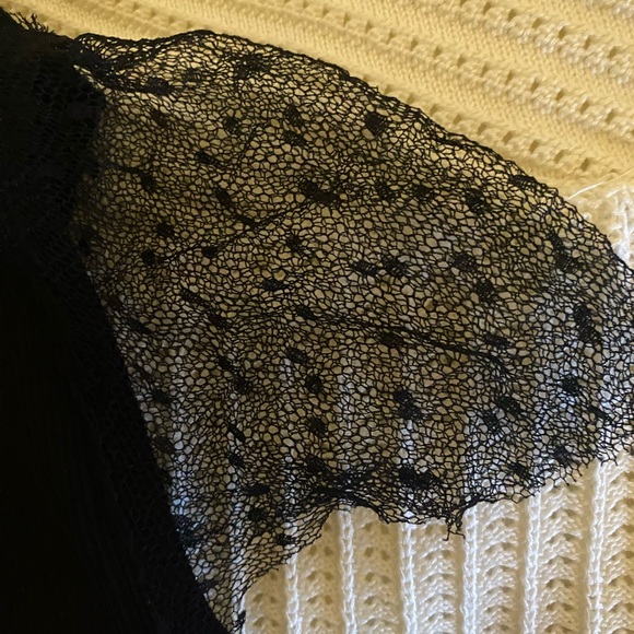 Red Valentino Black A-Line Dress with Mesh Sleeves - Picture 6 of 10